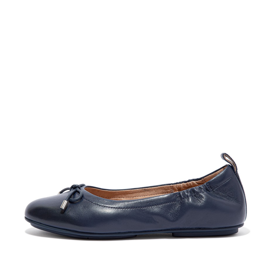 Fitflop Allegro φιόγκο δερμάτινα μπαλαράκια μεσάνυχτα ναυτικό