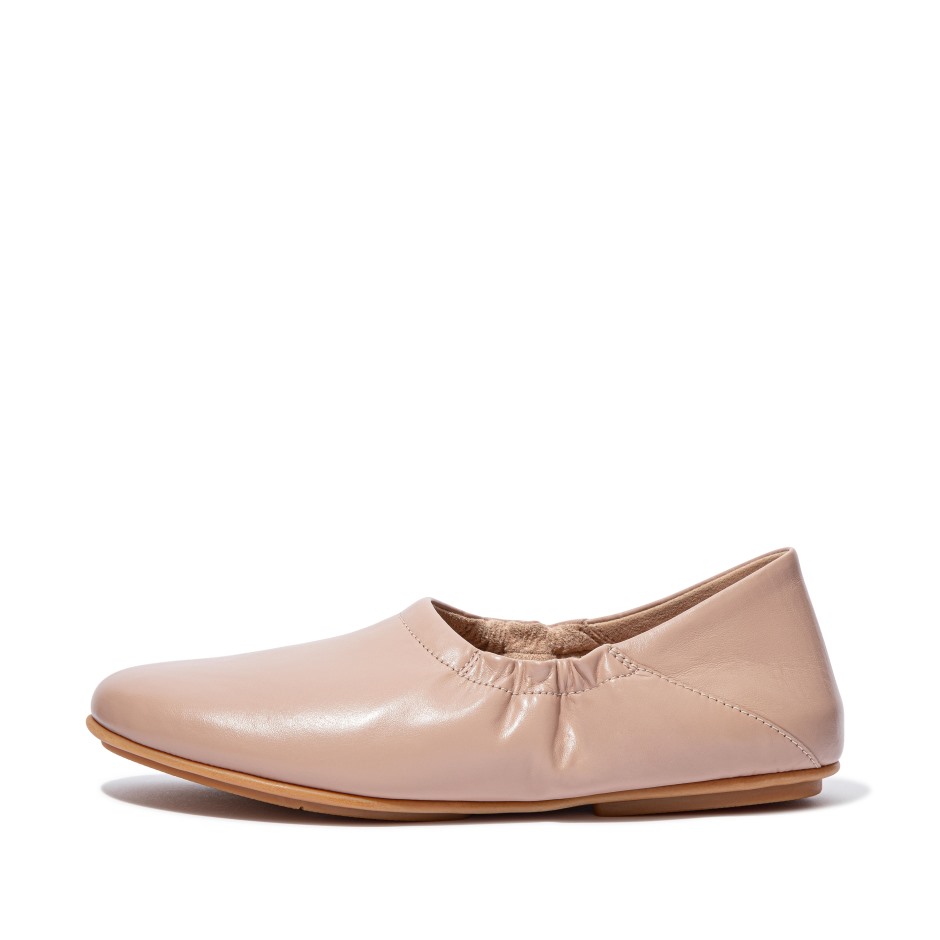 Fitflop Allegro πτυσσόμενη πλάτη δερμάτινες μπαλαρίνες γυμνό ροζ