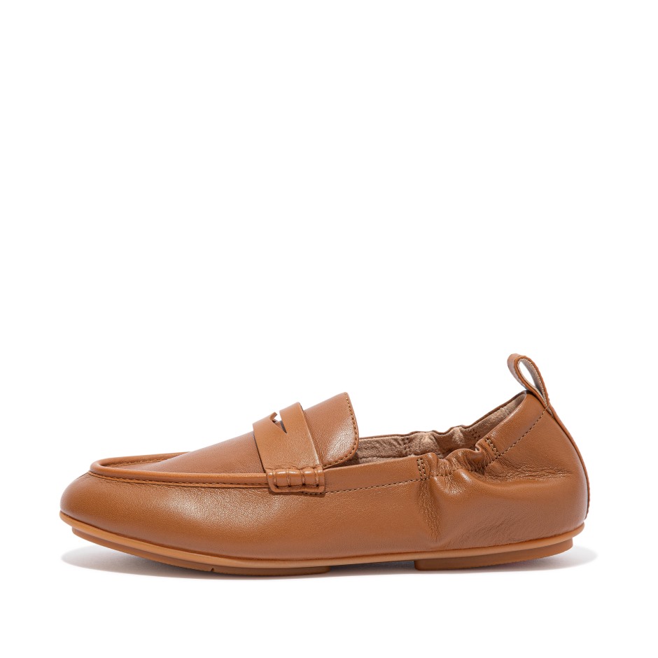 Fitflop αλέγκρο δερμάτινα Penny Loafers ανοιχτό μαύρισμα