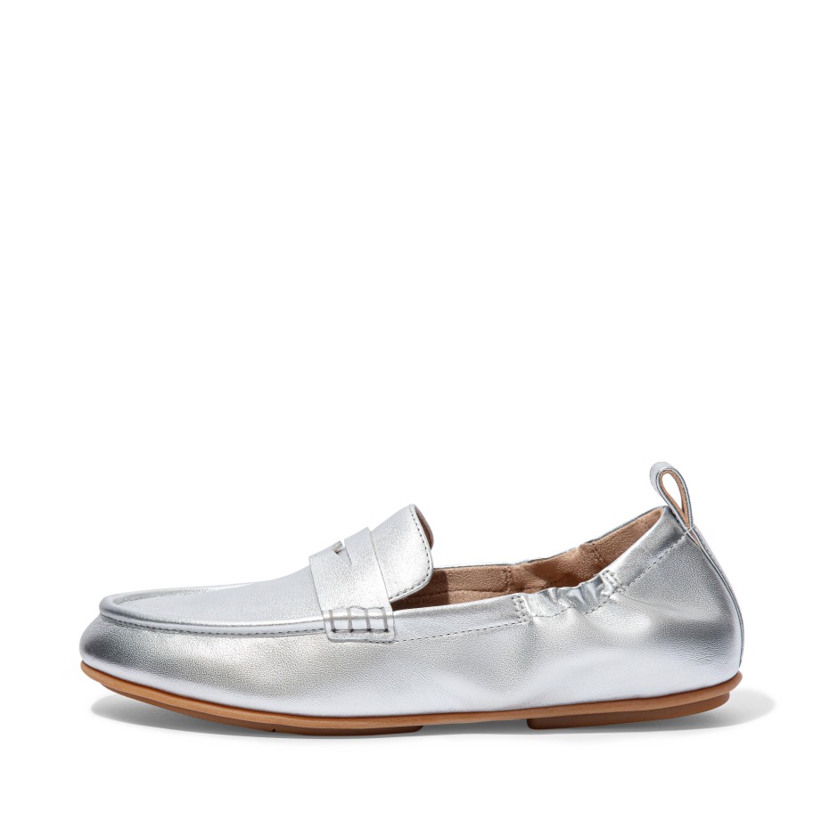 Fitflop αλέγκρο μεταλλικό δέρμα Penny Loafers ασημί