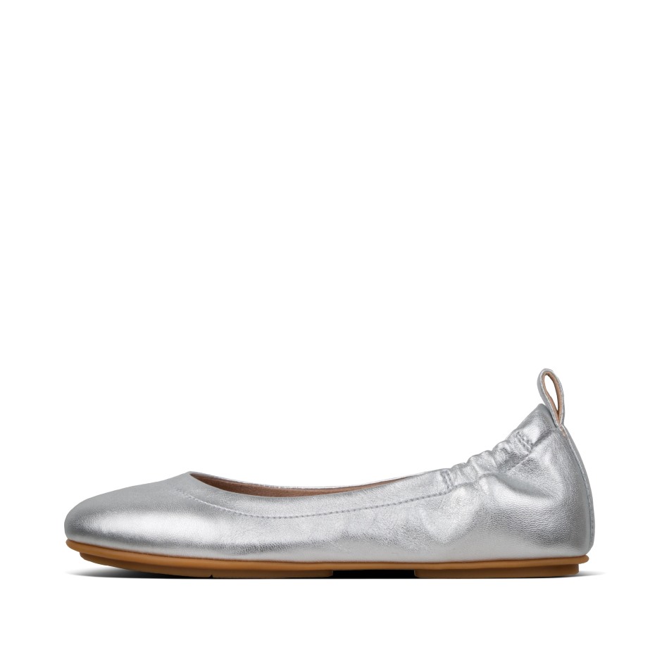 Fitflop Allegro μαλακό δέρμα μπαλαρίνες ασημί