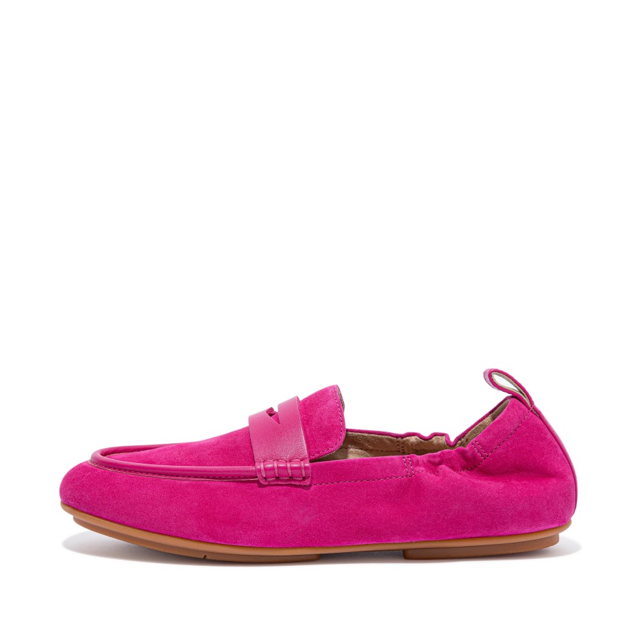 Fitflop Allegro Suede Penny Loafers φούξια τριαντάφυλλο