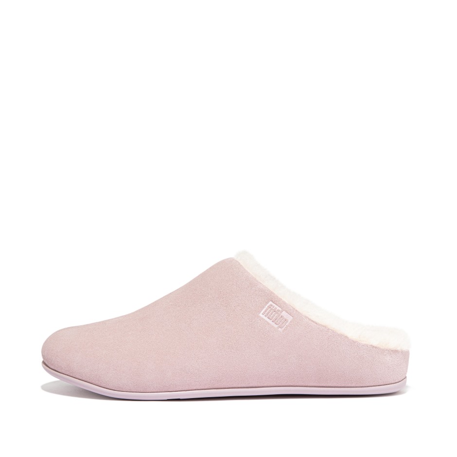 Fitflop Chrissie σουέτ παντόφλες με επένδυση από κουλούρα απαλό λιλά