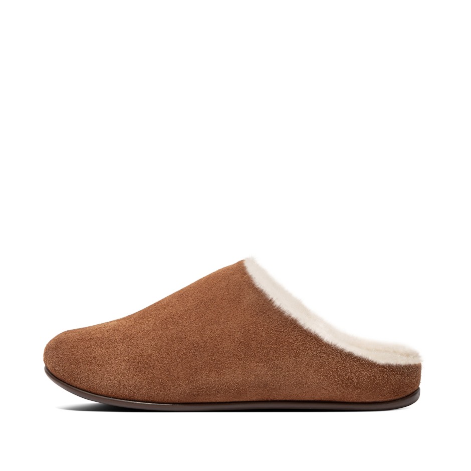 Fitflop Chrissie Shearling σουέτ παντόφλες μαύρισμα