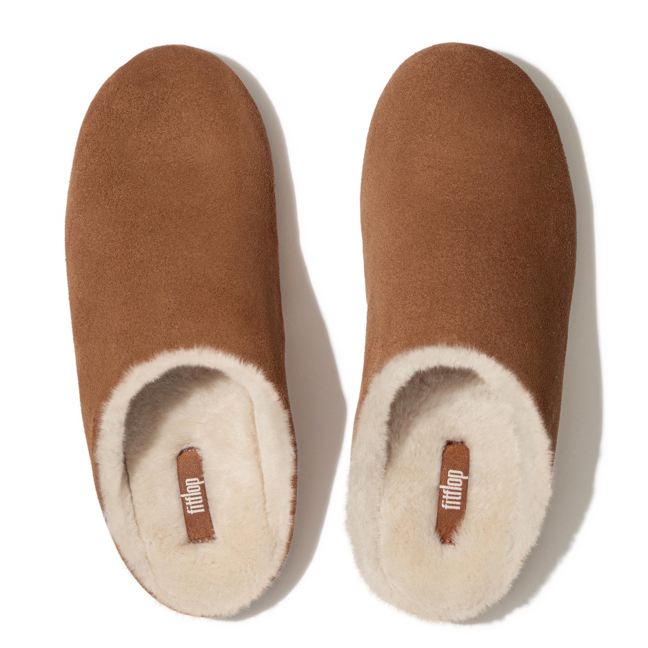 Fitflop Chrissie Shearling σουέτ παντόφλες μαύρισμα