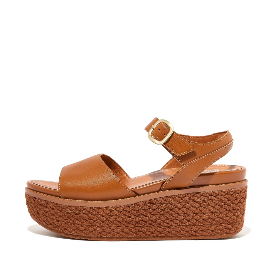 Fitflop Eloise Eloise Espadrille δερμάτινα πέδιλα σφήνα με λουράκι πλάτης ανοιχτό μαύρισμα