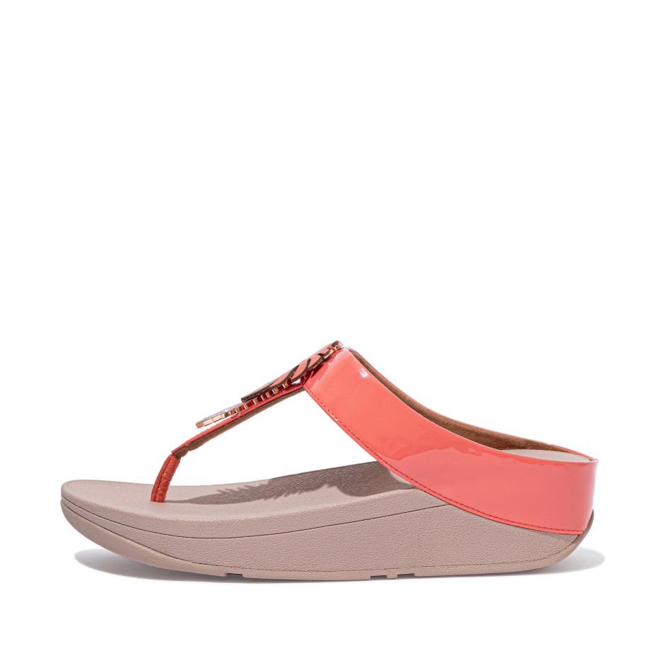 Fitflop Fino λουστρίνι ζούγκλας ροζ κοραλί
