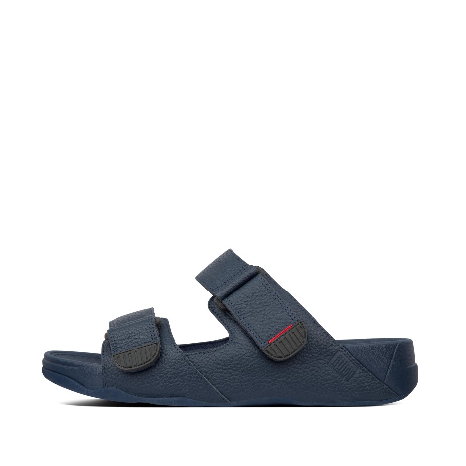 Fitflop Gogh Moc ανδρικές ρυθμιζόμενες δερμάτινες τσουλήθρες Midnight Navy
