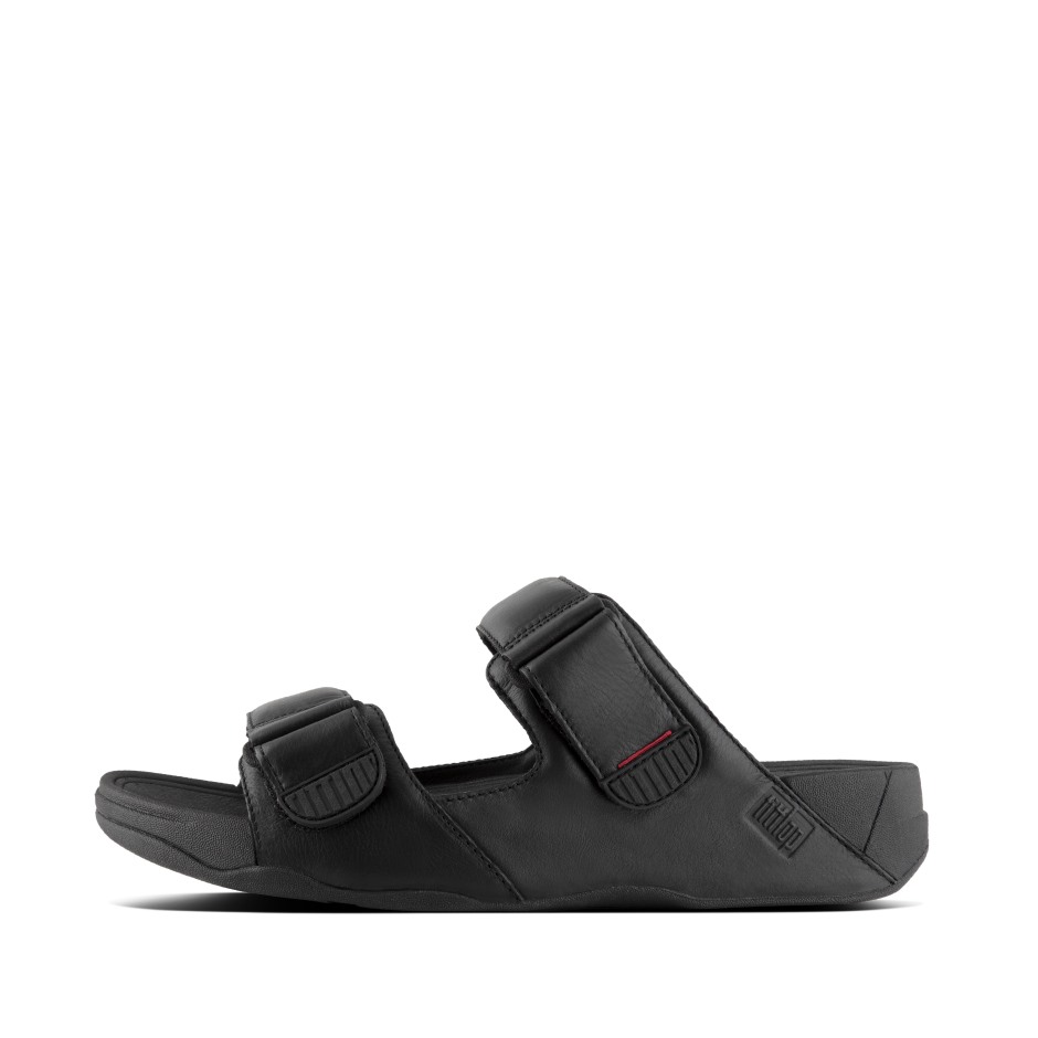 Fitflop Gogh ανδρικές δερμάτινες διαφάνειες μαύρες