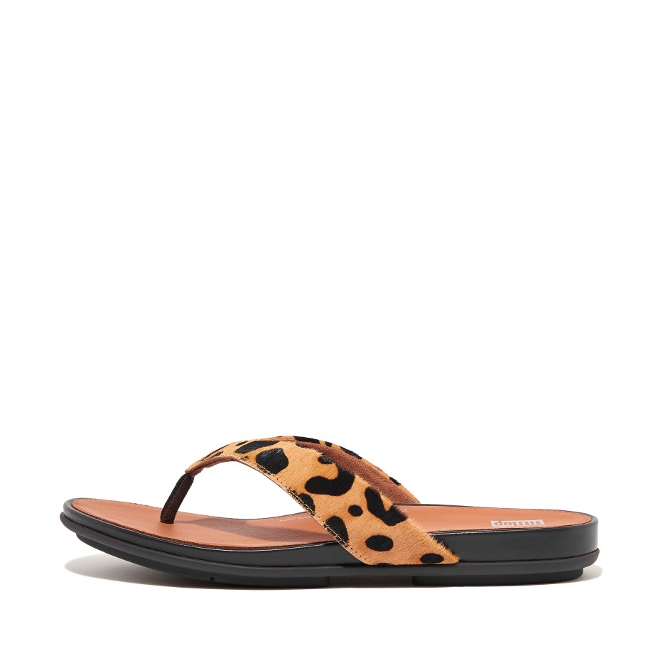 Fitflop Gracie Leopard με δερμάτινη στάμπα σαγιονάρες λεοπάρ