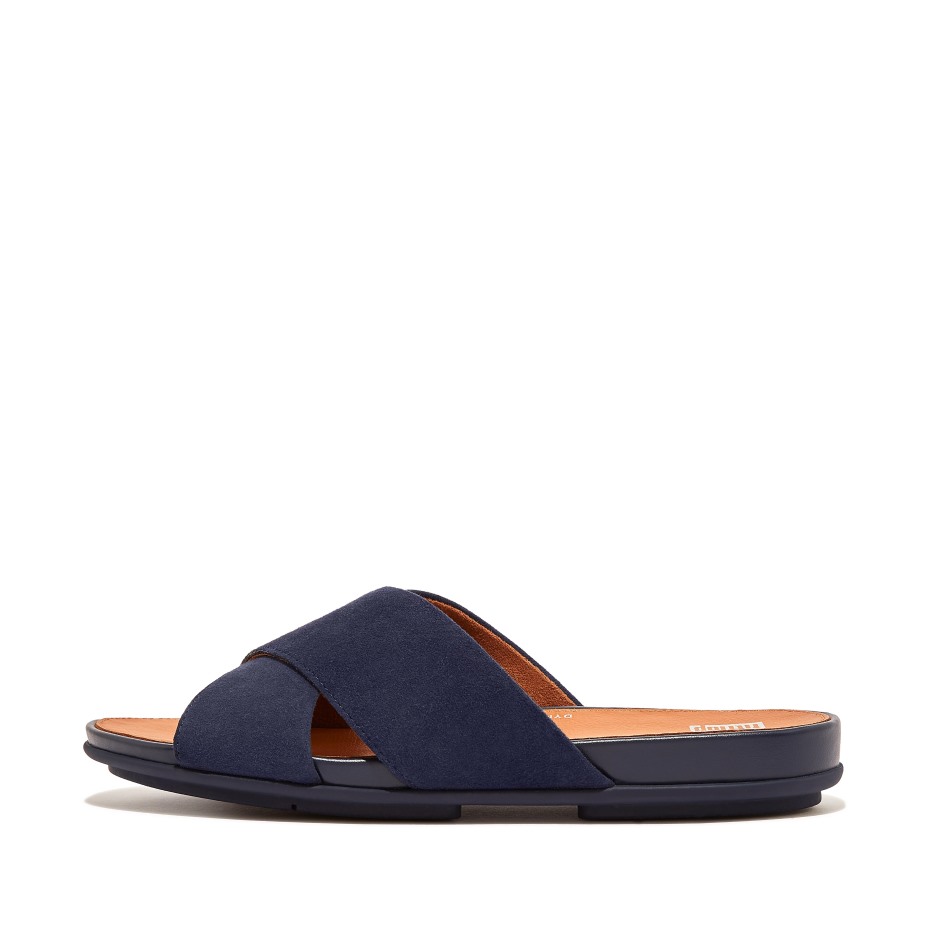 Fitflop Gracie σουέντ σταυρό διαφάνειες Midnight Navy
