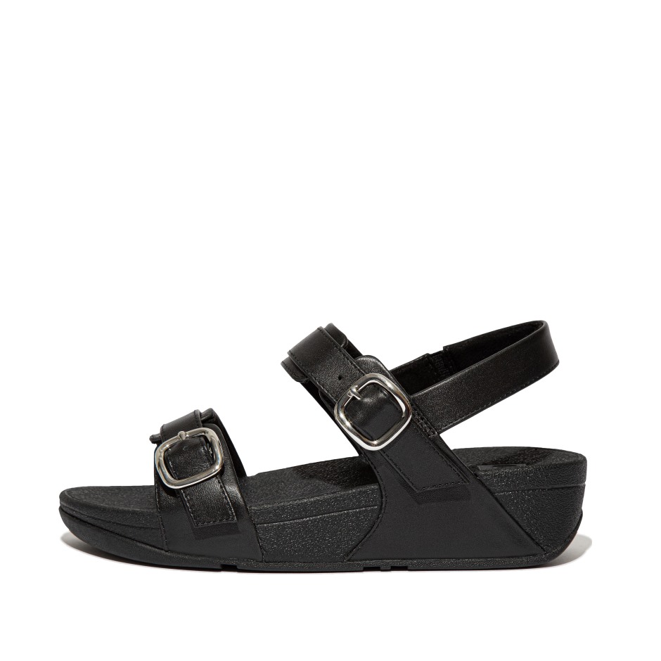 Fitflop Lulu ρυθμιζόμενα δερμάτινα σανδάλια ολόμαυρα