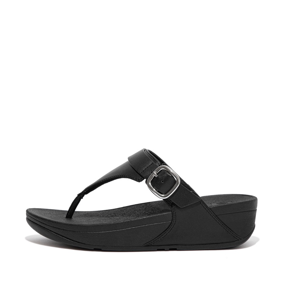 Fitflop Lulu ρυθμιζόμενα δερμάτινα δάχτυλα όλα μαύρα