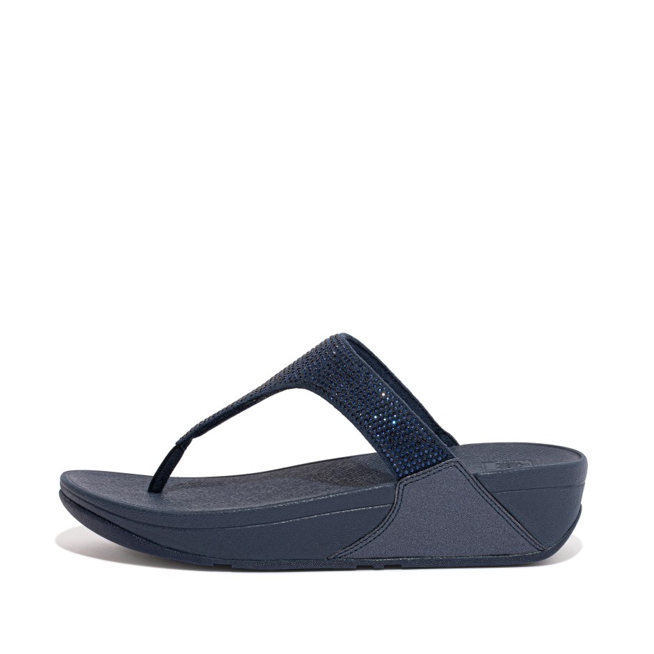 Fitflop Lulu κρυστάλλινα Toe-post σανδάλια Midnight Navy
