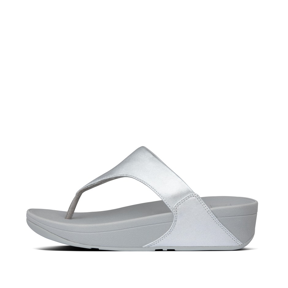Fitflop Lulu δερμάτινα Toe-post σανδάλια ασημί