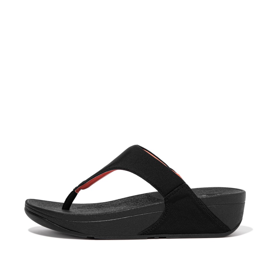Fitflop Lulu αδιάβροχα πέδιλα Toe-post πέδιλα μαύρα-αντηλιακά κοραλί