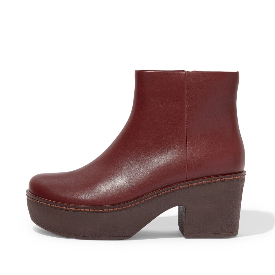 Fitflop Pilar δερμάτινα μποτάκια με πλατφόρμες καφέ