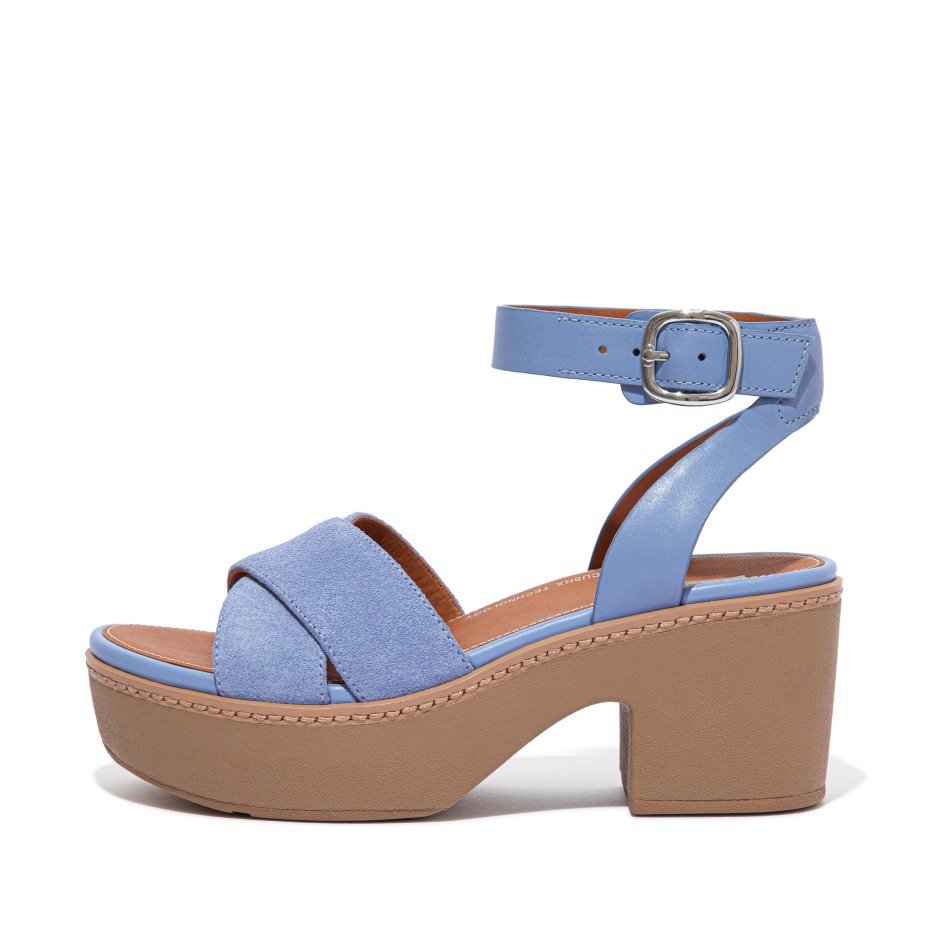 Fitflop Pilar Suede-mix πέδιλα πλατφόρμας αστράγαλο-λουράκι άγριας λεβάντας