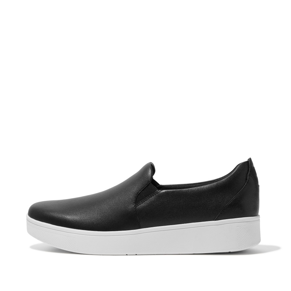 Fitflop ράλι δερμάτινα Slip-on Skate Sneakers μαύρα