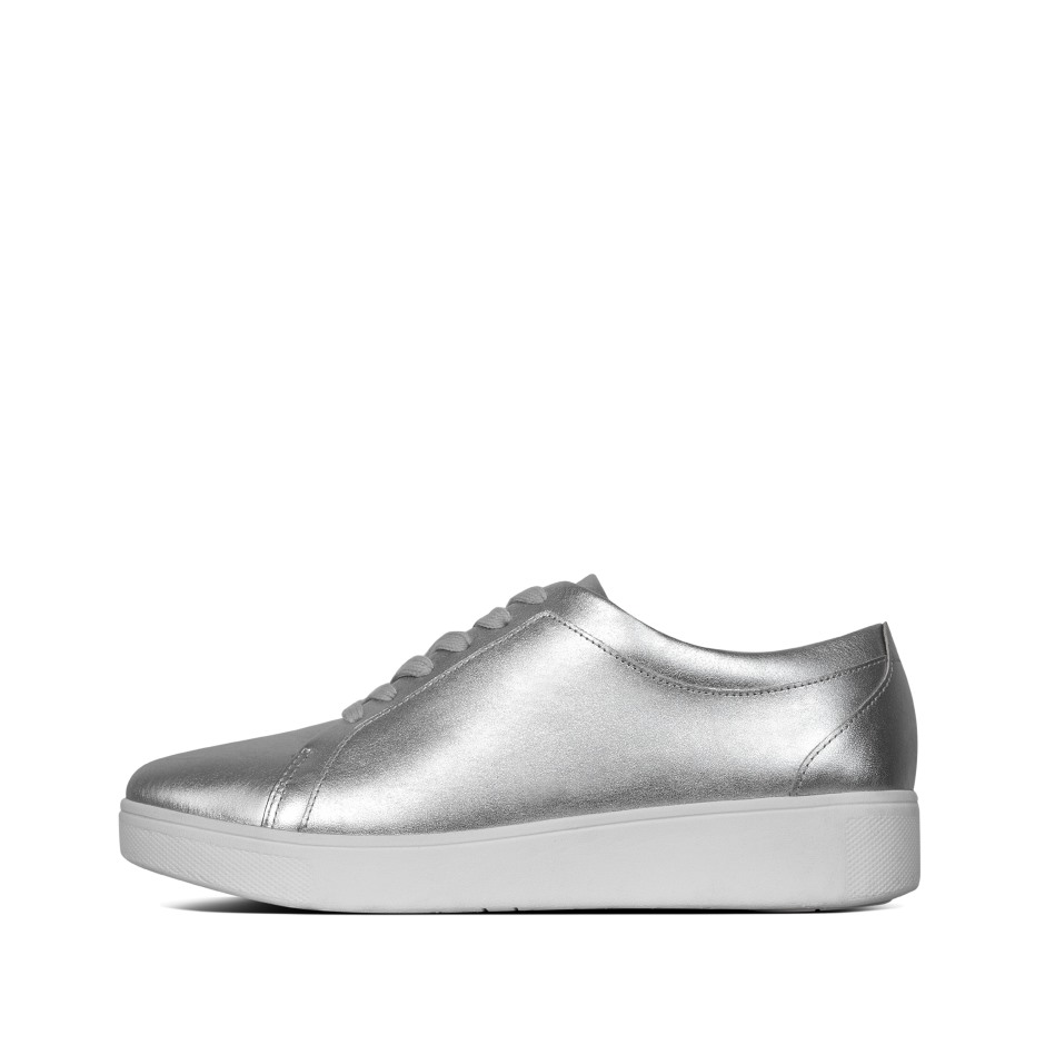 Fitflop ράλι δερμάτινα αθλητικά παπούτσια ασημί
