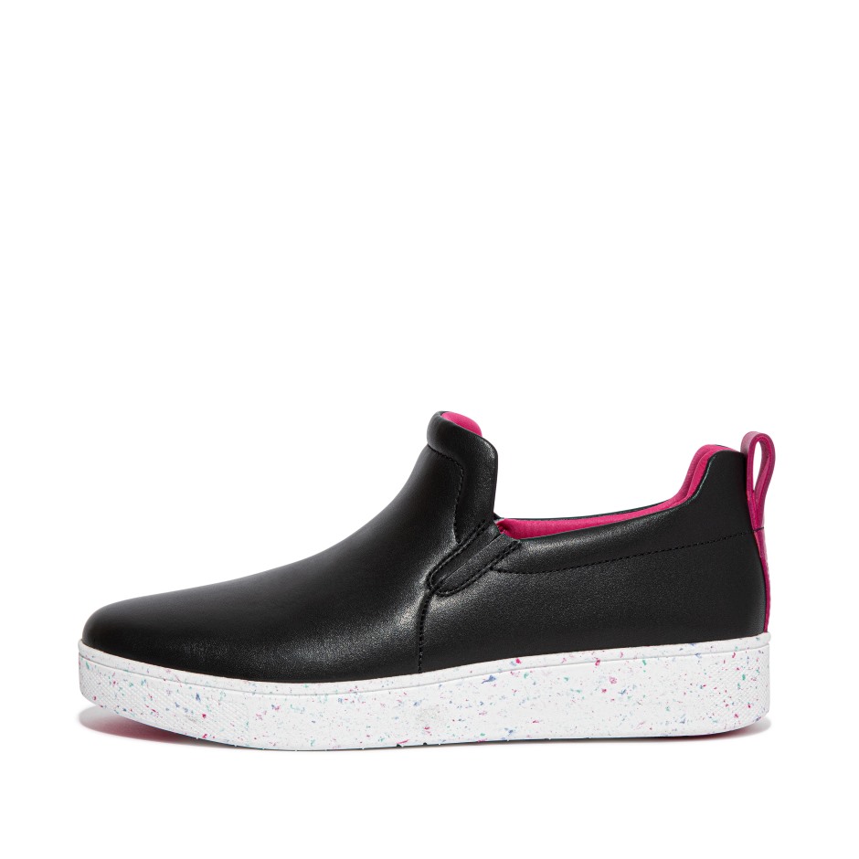 Fitflop Rally Speckle-sole δερμάτινα Skate Sneakers μαύρο μείγμα