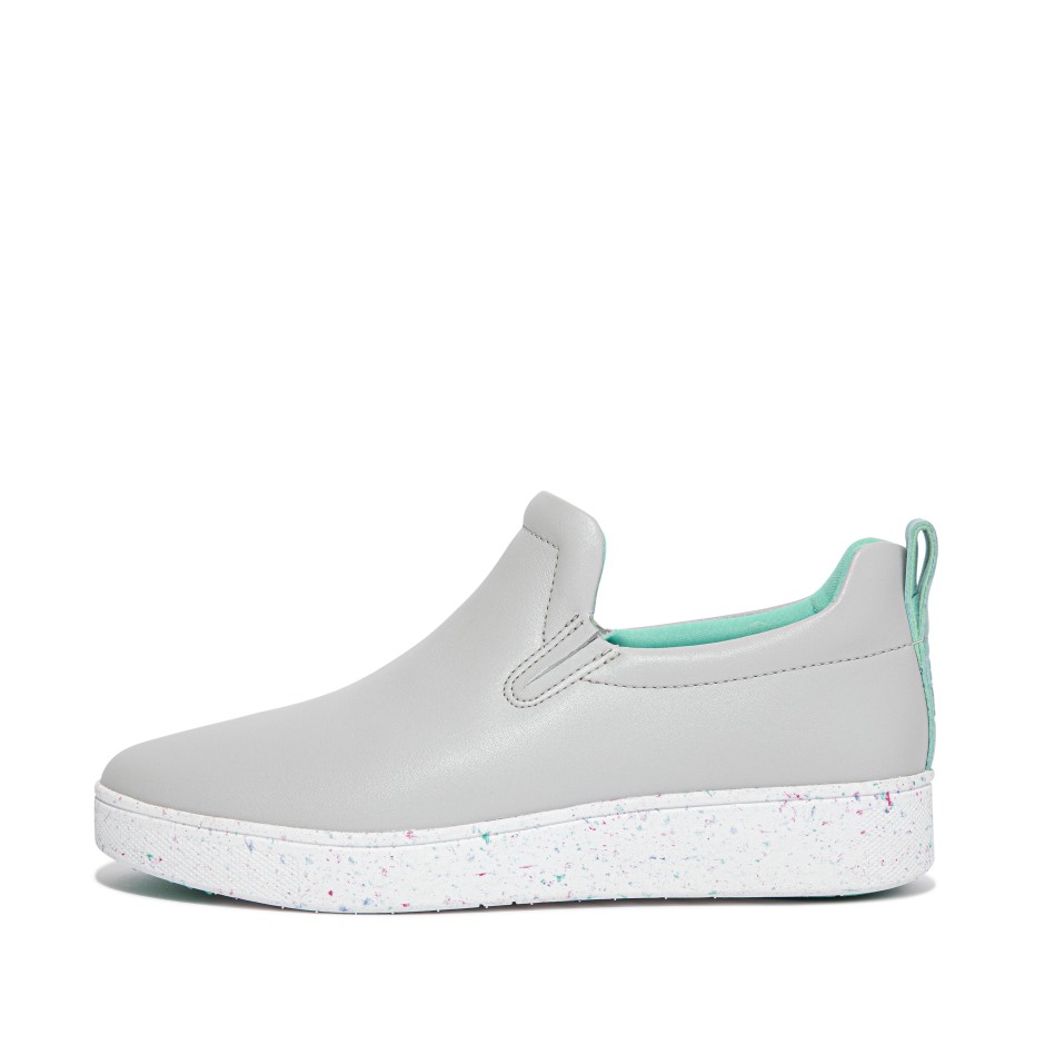 Fitflop Rally Speckle-sole δερμάτινα Skate Sneakers απαλό γκρι μείγμα