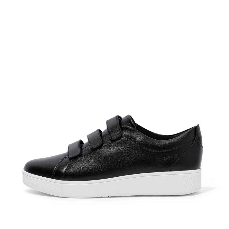 Fitflop λουράκι ράλι μεταλλικά δερμάτινα Sneakers μαύρα