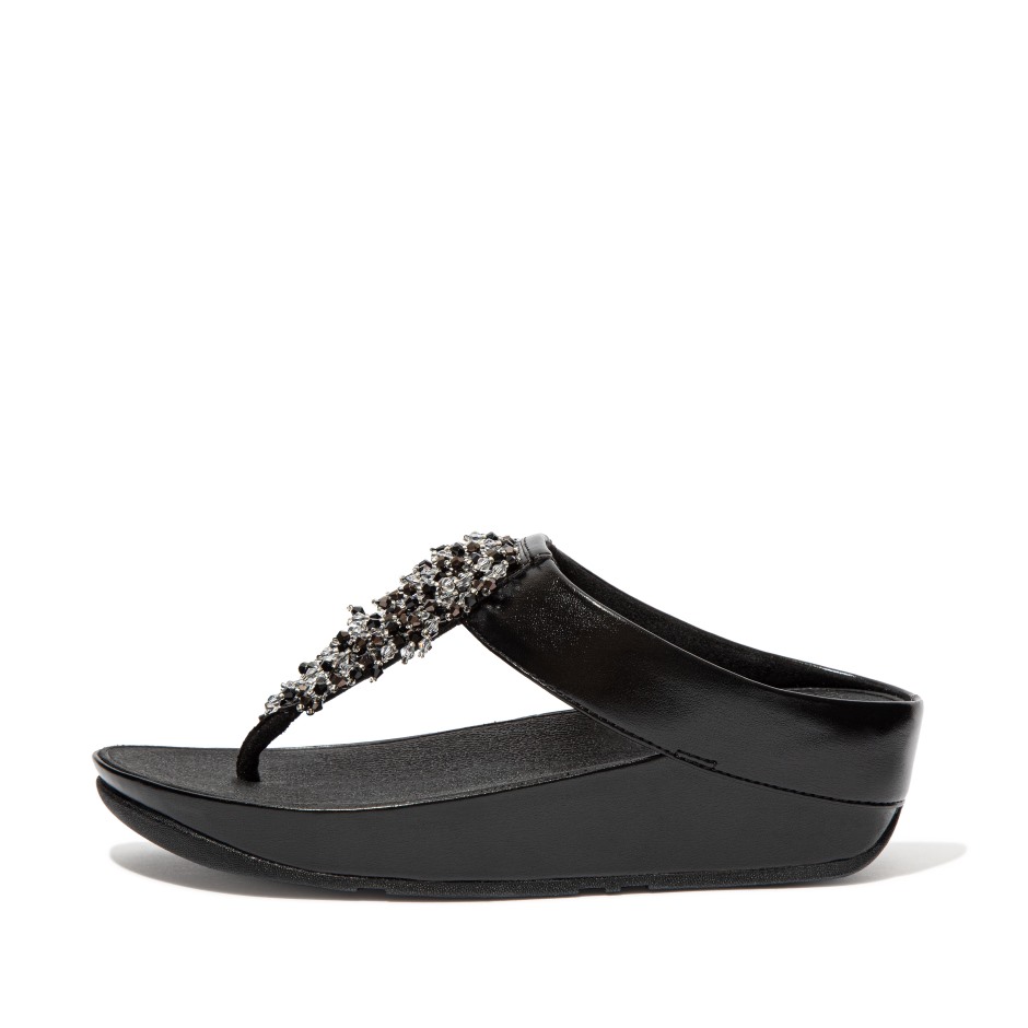 πέδιλα με χάντρες Fitflop ρούμπα ολόμαυρα