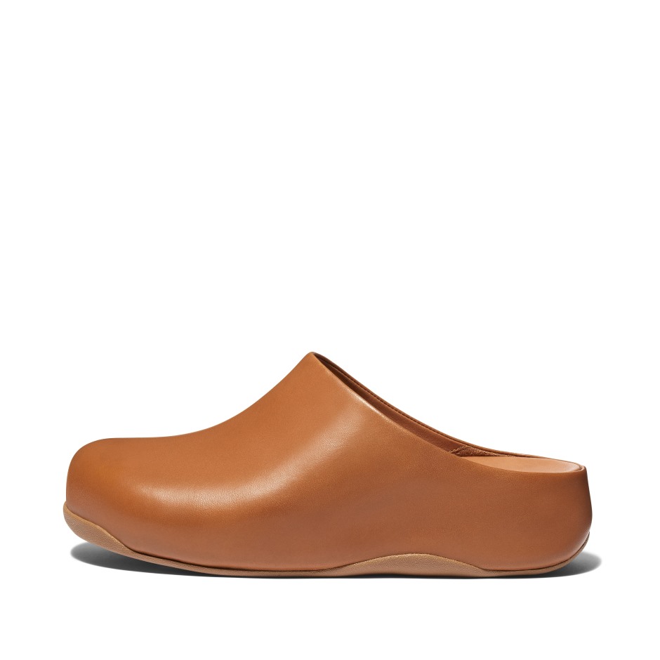 Fitflop Shuv δερμάτινα τσόκαρα ανοιχτό μαύρισμα