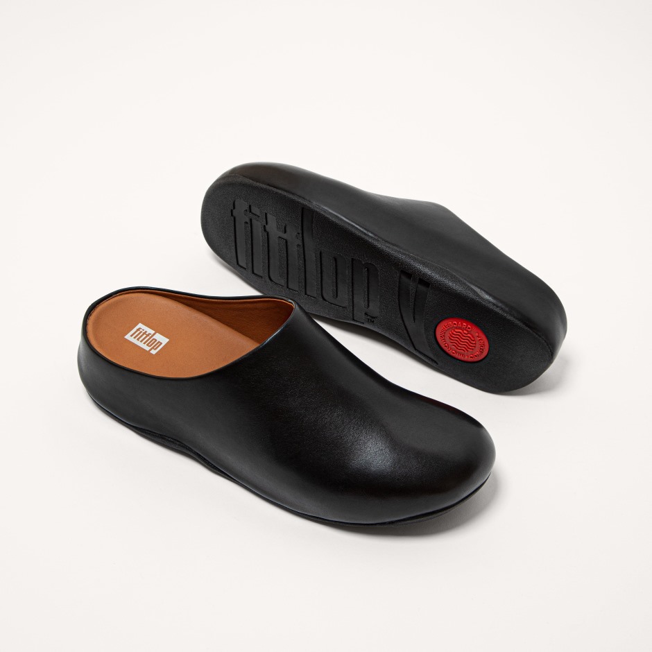 Fitflop Shuv ανδρικά δερμάτινα τσόκαρα μαύρο