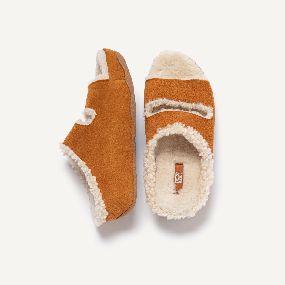 Fitflop Shuv σουέντ διαφάνειες με επένδυση δύο ράβδων ανοιχτό μαύρισμα