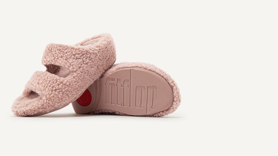 Fitflop Shuv διαφάνειες κουρέματος δύο ράβδων απαλό ροζ