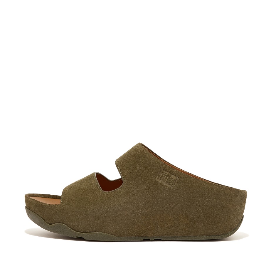 Fitflop Shuv δύο ράβδων σουέτ διαφάνειες ποώδη
