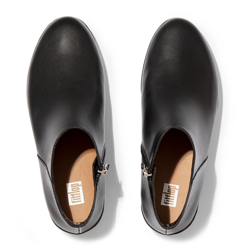 Fitflop δερμάτινα μποτάκια σούμι ολόμαυρα