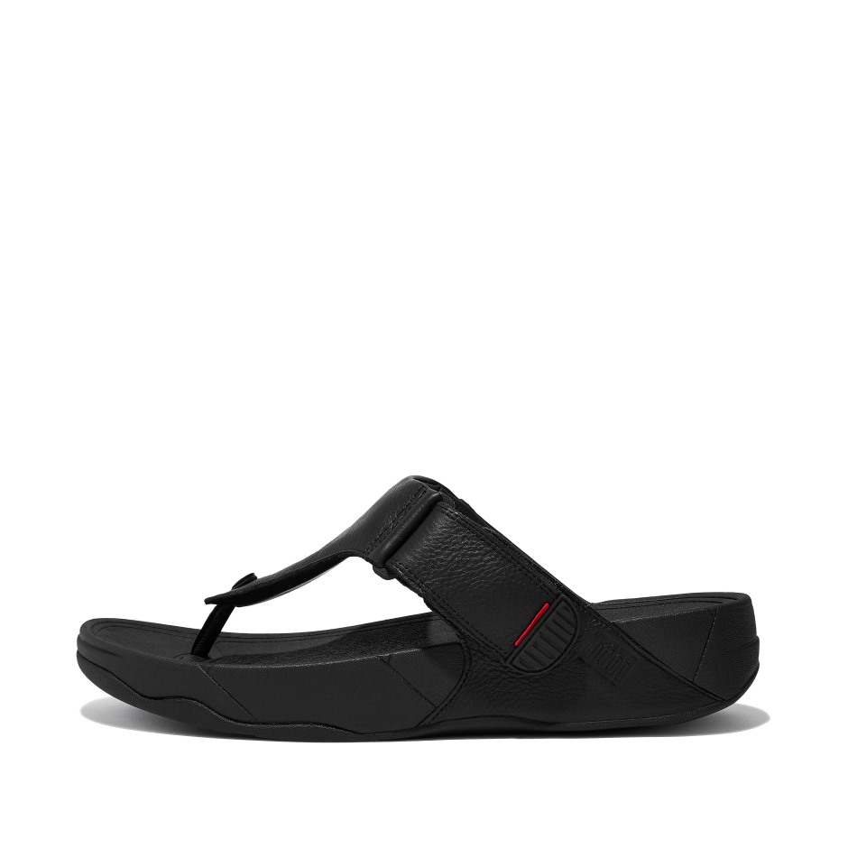 ανδρικά δερμάτινα πέδιλα Fitflop Trakk Ii ολόμαυρα