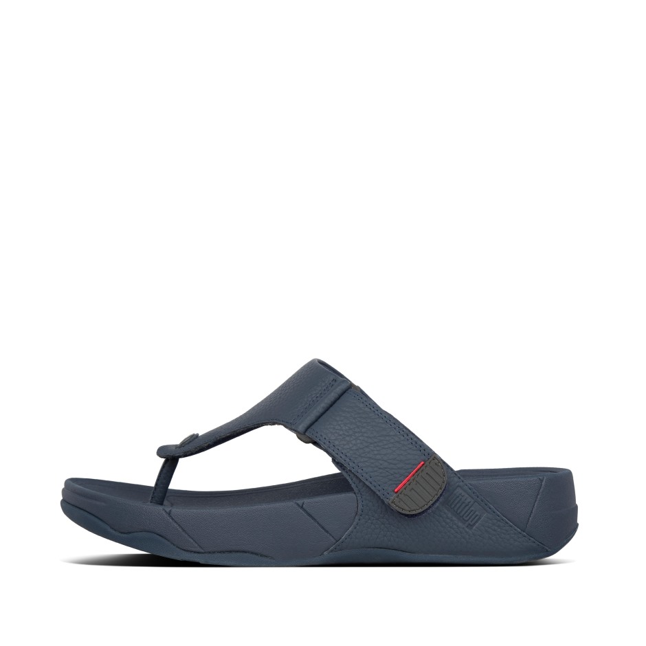 Fitflop Drew Ii ανδρικά δερμάτινα Toe-post σανδάλια Navy