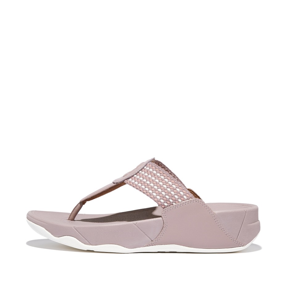 Fitflop Walkstar Finestripe Toe-post σανδάλια ροζ ουρανού μείγμα