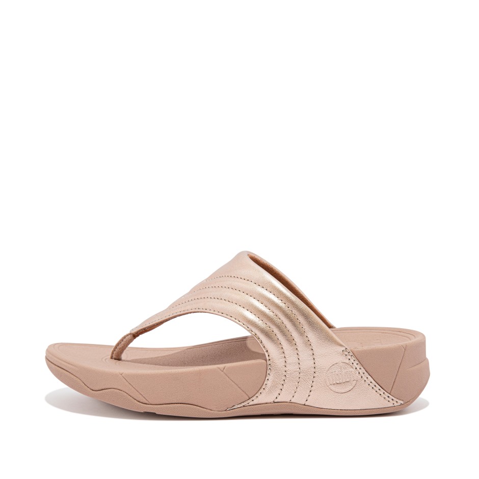 Fitflop Walkstar δερμάτινα Toe-post σανδάλια ροζ χρυσό