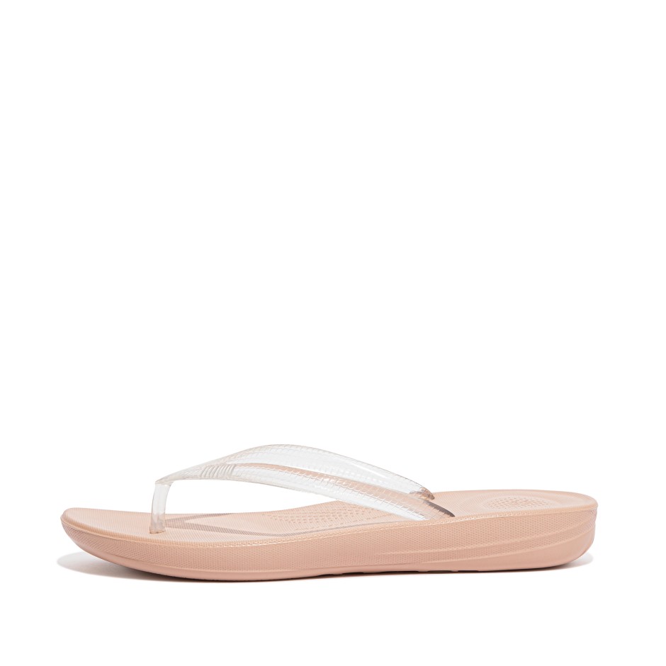 Fitflop Iqushion διάφανες σαγιονάρες γυμνό ροζ