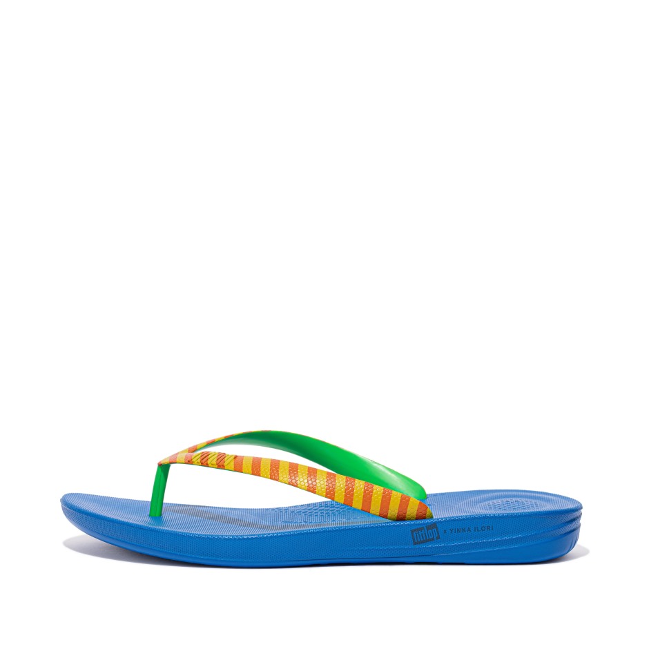 Fitflop Iqushion X Yinka Ilori ανδρικές σαγιονάρες κίτρινο-κόκκινο συναγερμό